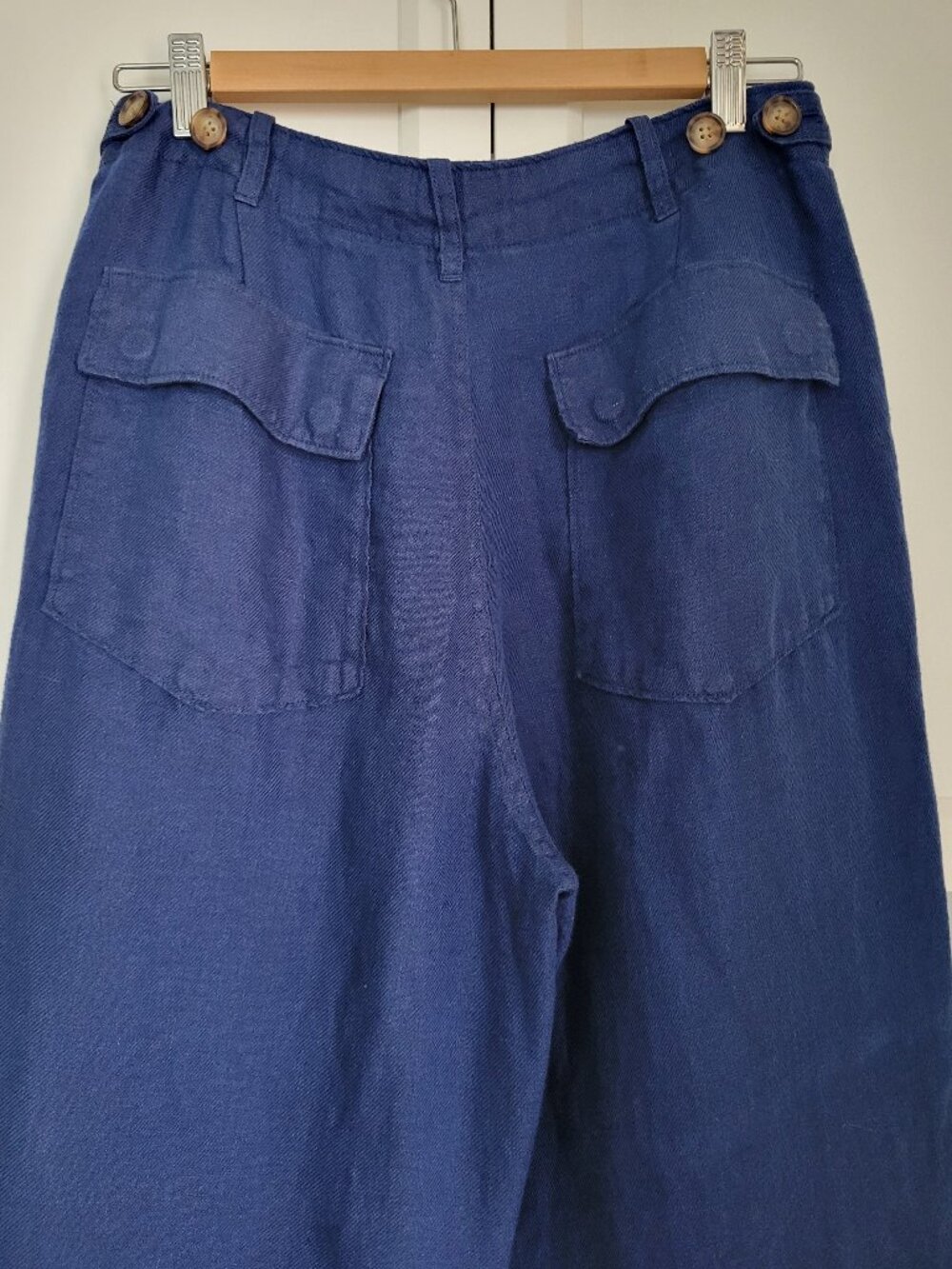 Y2K Vintage Polo Ralph Lauren Pants Blue Utility Pocket Workwear 100% Linen - Picture 6 of 13